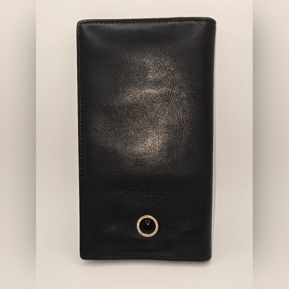 Bvgari Vintage‎ Black Leather Long Wallet Bifold Card Holder Luxury Accessory